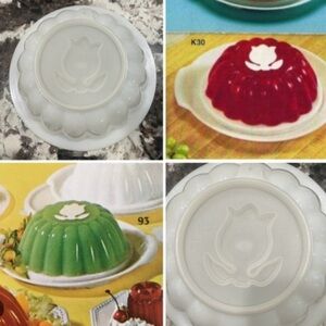 Vintage Tupperware Jello mod set with 4 seasonal molds